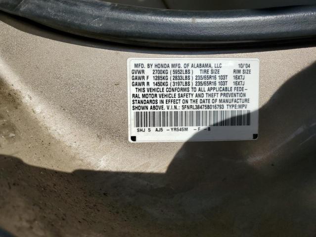 Photo 12 VIN: 5FNRL38475B016793 - HONDA ODYSSEY EX 