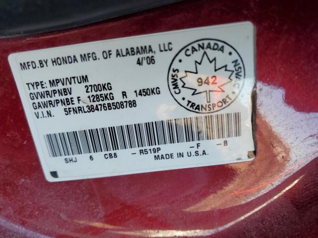 Photo 12 VIN: 5FNRL38476B508788 - HONDA ODYSSEY EX 