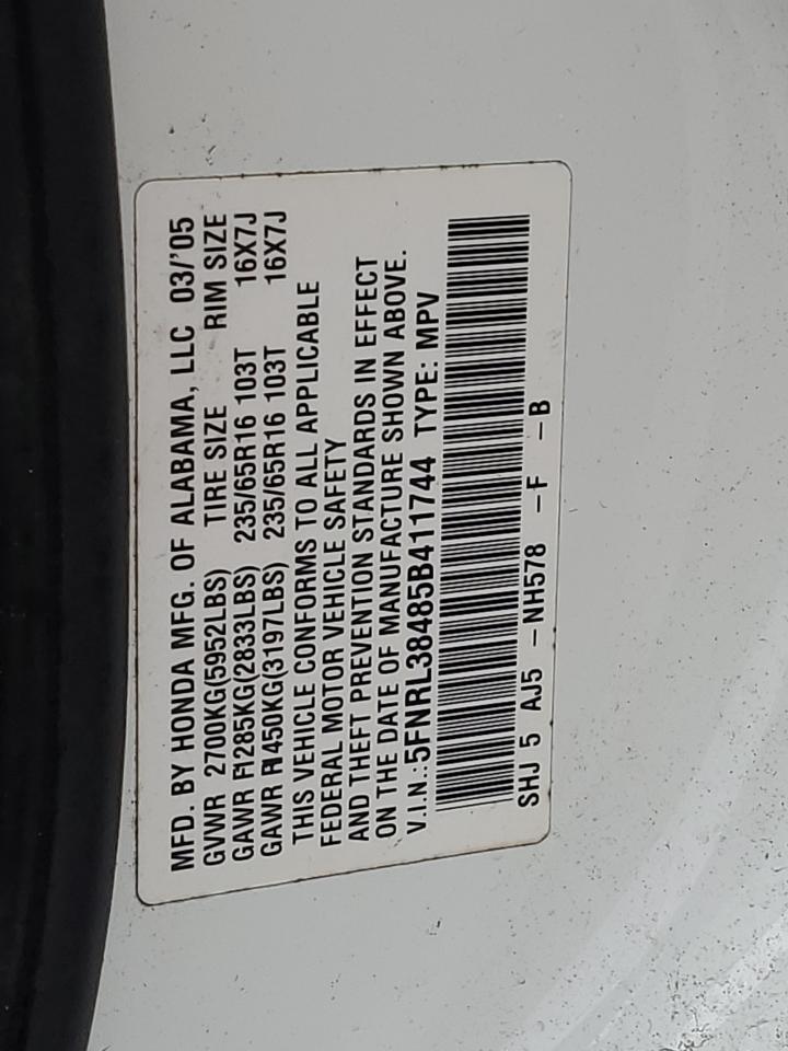 Photo 12 VIN: 5FNRL38485B411744 - HONDA ODYSSEY 