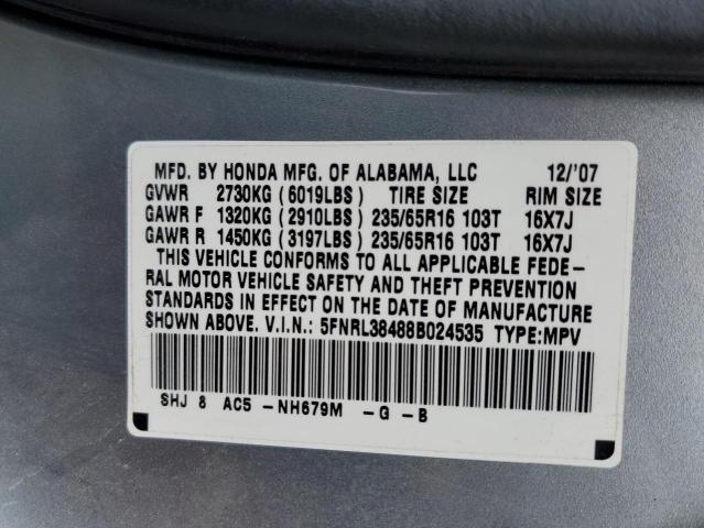 Photo 12 VIN: 5FNRL38488B024535 - HONDA ODYSSEY EX 