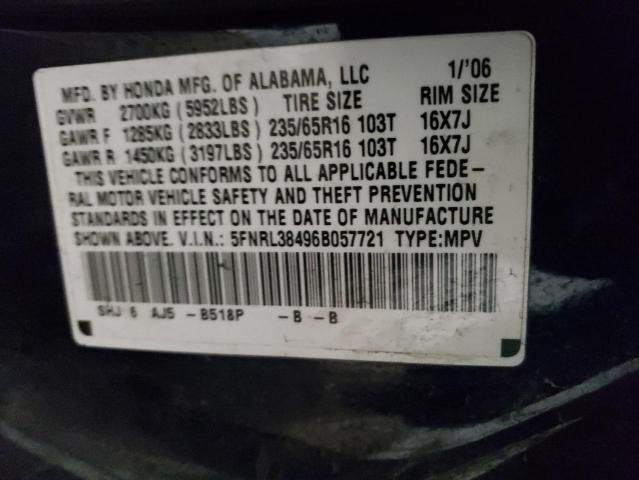 Photo 12 VIN: 5FNRL38496B057721 - HONDA ODYSSEY EX 