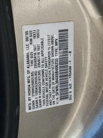 Photo 12 VIN: 5FNRL384X6B406255 - HONDA ODYSSEY EX 