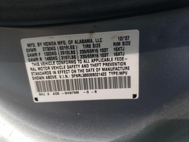 Photo 13 VIN: 5FNRL38608B021422 - HONDA ODYSSEY EX 