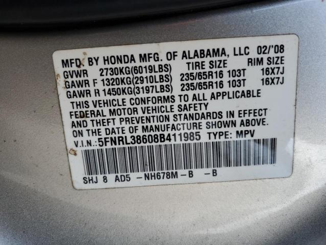 Photo 13 VIN: 5FNRL38608B411985 - HONDA ODYSSEY EX 