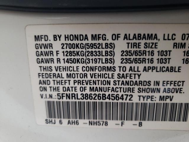 Photo 12 VIN: 5FNRL38626B456472 - HONDA ODYSSEY EX 