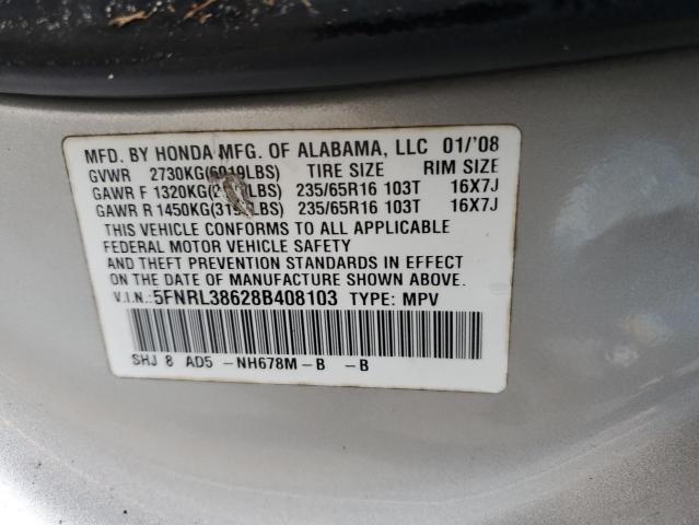 Photo 12 VIN: 5FNRL38628B408103 - HONDA ODYSSEY EX 