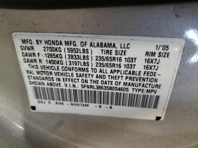 Photo 12 VIN: 5FNRL38635B054605 - HONDA ODYSSEY EX 