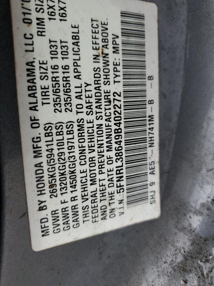 Photo 12 VIN: 5FNRL38649B402272 - HONDA ODYSSEY 