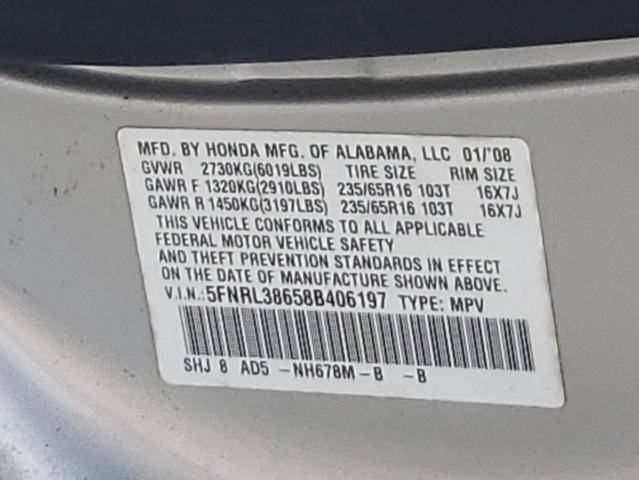 Photo 12 VIN: 5FNRL38658B406197 - HONDA ODYSSEY EX 