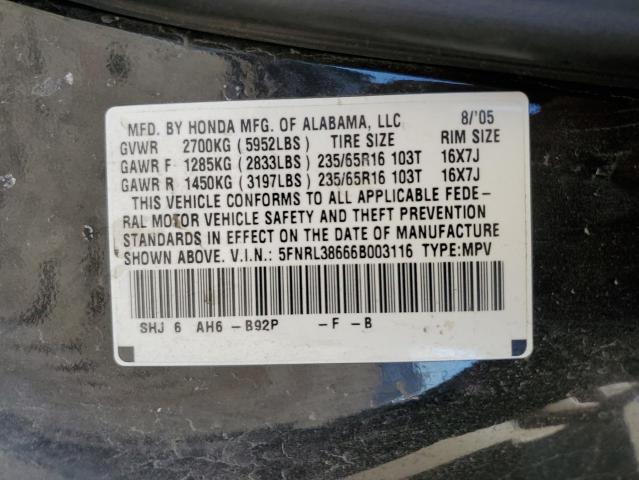 Photo 12 VIN: 5FNRL38666B003116 - HONDA ODYSSEY EX 