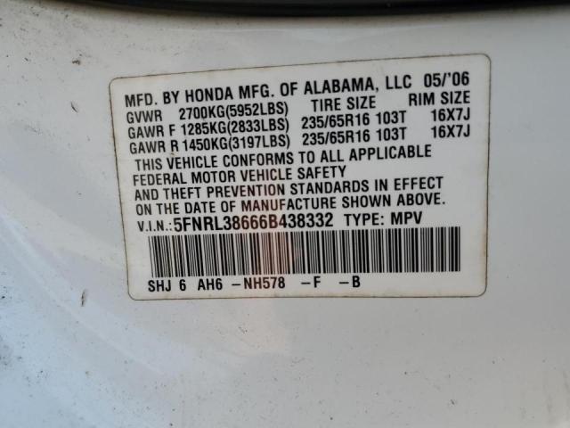 Photo 12 VIN: 5FNRL38666B438332 - HONDA ODYSSEY EX 