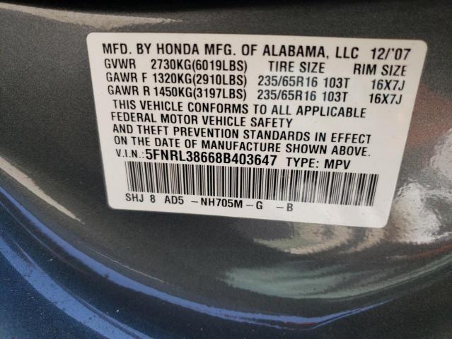 Photo 12 VIN: 5FNRL38668B403647 - HONDA ALL MODELS 