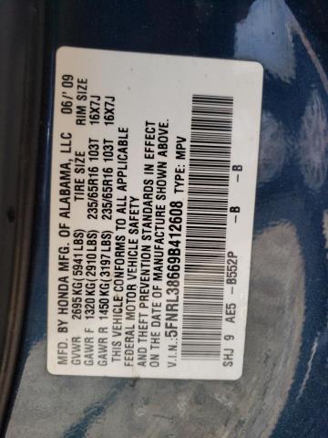 Photo 12 VIN: 5FNRL38669B412608 - HONDA ODYSSEY EX 