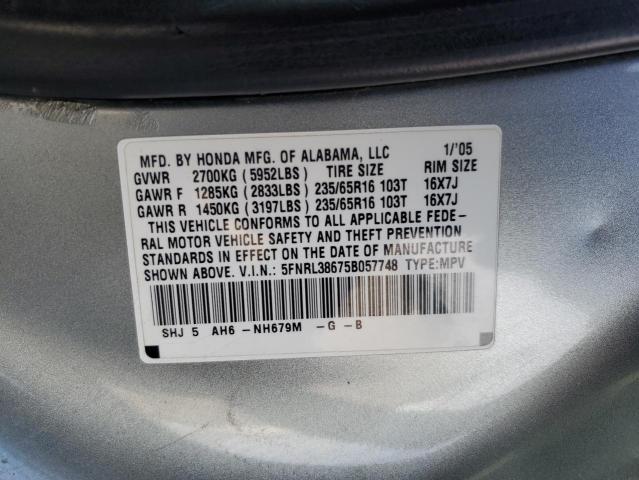 Photo 12 VIN: 5FNRL38675B057748 - HONDA ODYSSEY EX 