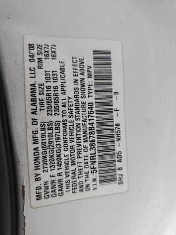 Photo 12 VIN: 5FNRL38678B417640 - HONDA ODYSSEY EX 