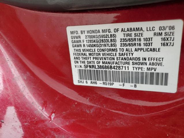 Photo 12 VIN: 5FNRL38686B428711 - HONDA ODYSSEY EX 