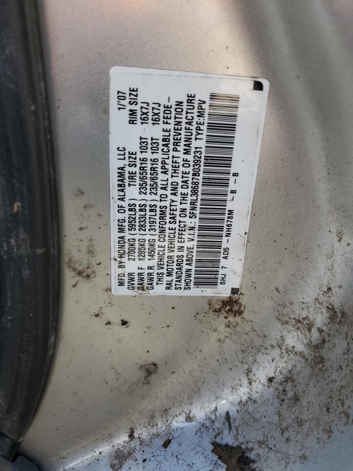 Photo 12 VIN: 5FNRL38687B039231 - HONDA ODYSSEY 