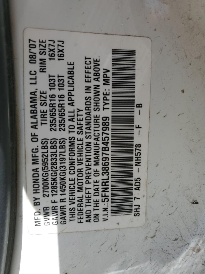 Photo 12 VIN: 5FNRL38697B457989 - HONDA ODYSSEY 