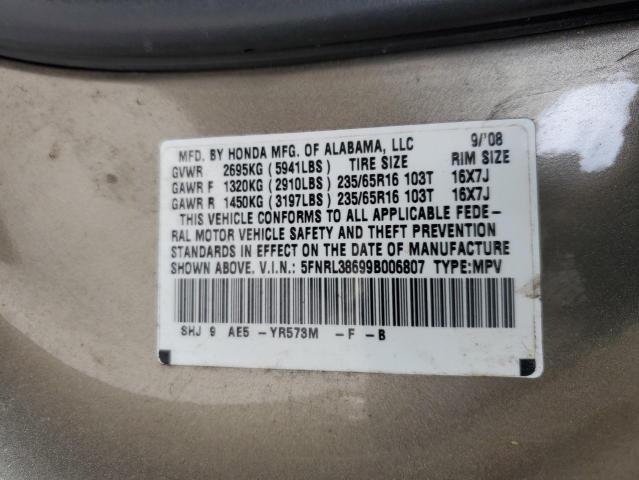 Photo 12 VIN: 5FNRL38699B006807 - HONDA ODYSSEY EX 