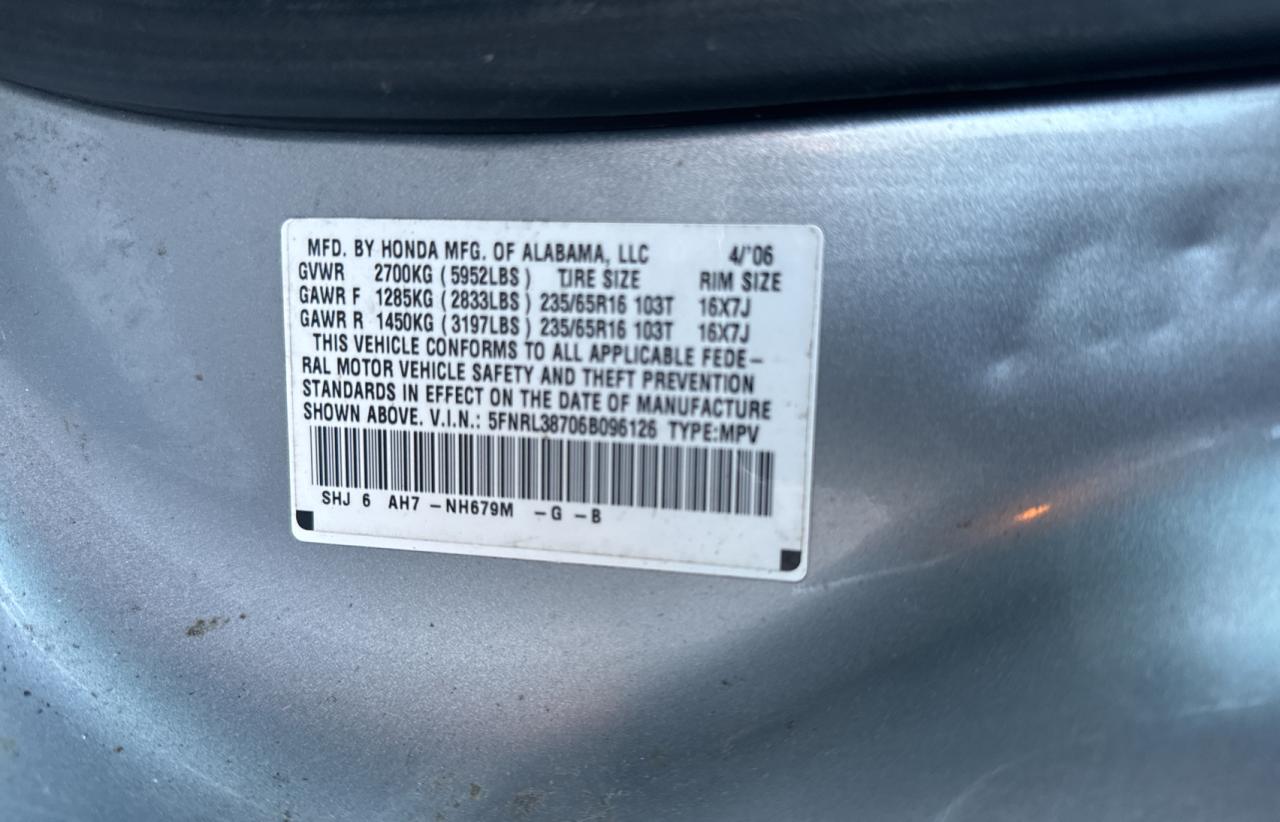 Photo 9 VIN: 5FNRL38706B096126 - HONDA ODYSSEY 