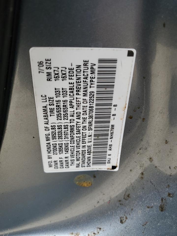 Photo 12 VIN: 5FNRL38706B122529 - HONDA ODYSSEY 