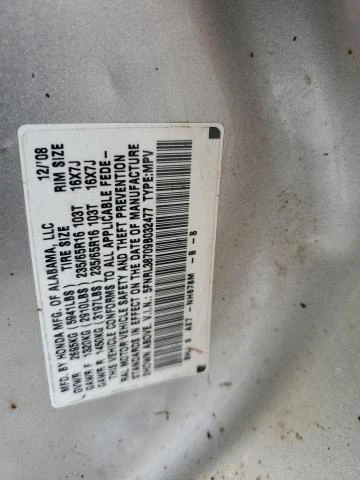 Photo 12 VIN: 5FNRL38709B032477 - HONDA ODYSSEY EX 