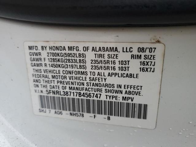 Photo 12 VIN: 5FNRL38717B456747 - HONDA ODYSSEY EX 