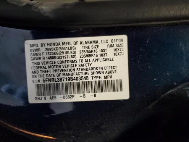 Photo 12 VIN: 5FNRL38719B403548 - HONDA ODYSSEY EX 