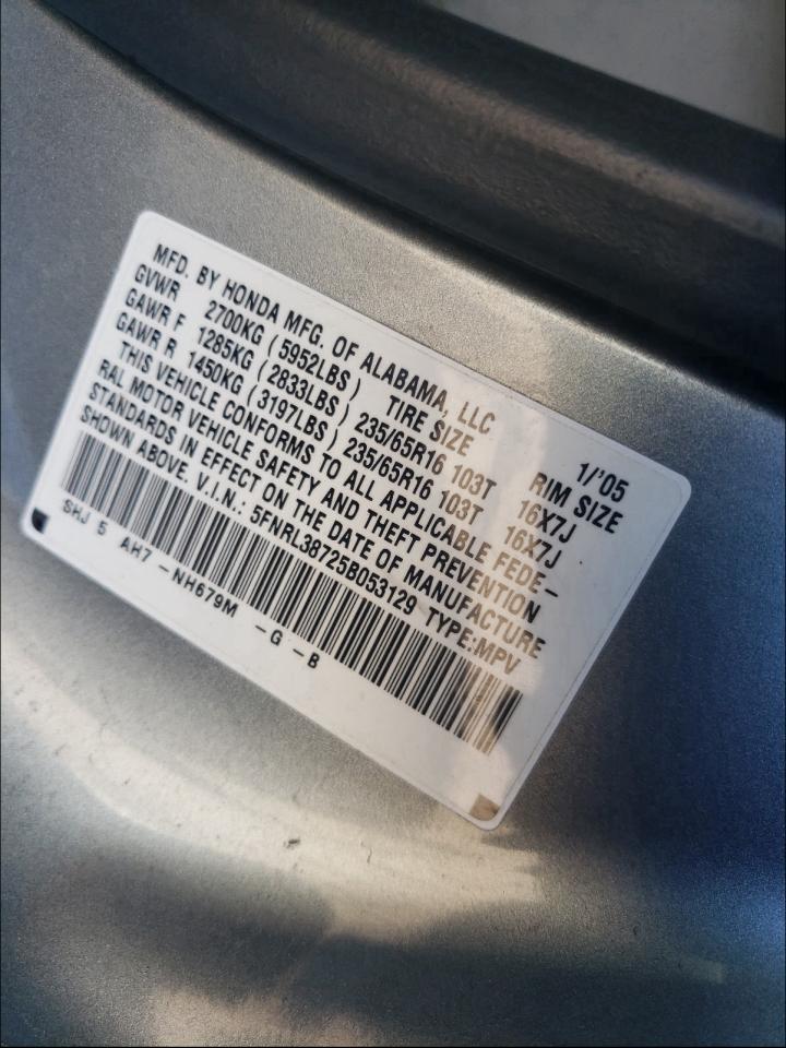 Photo 9 VIN: 5FNRL38725B053129 - HONDA ODYSSEY EX 