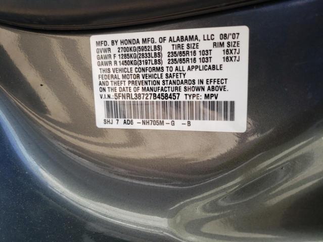 Photo 12 VIN: 5FNRL38727B458457 - HONDA ODYSSEY EX 