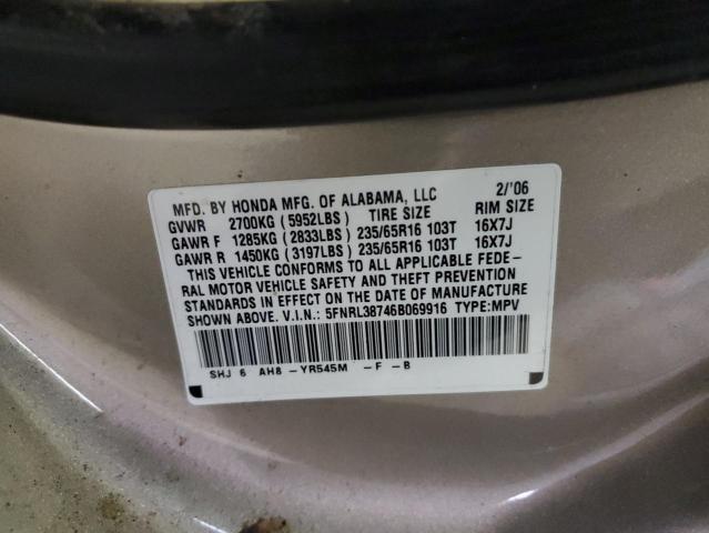 Photo 12 VIN: 5FNRL38746B069916 - HONDA ODYSSEY EX 