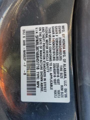 Photo 12 VIN: 5FNRL38746B451718 - HONDA ODYSSEY EX 