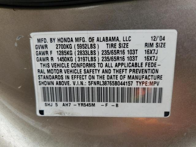 Photo 12 VIN: 5FNRL38765B044157 - HONDA ODYSSEY EX 