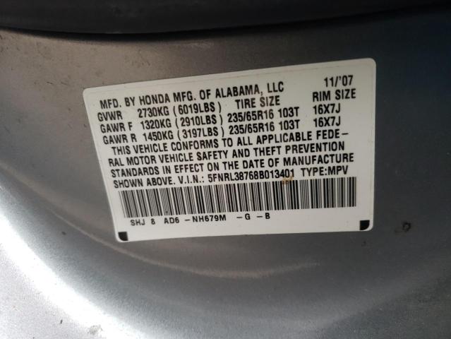 Photo 9 VIN: 5FNRL38768B013401 - HONDA ODYSSEY EX 