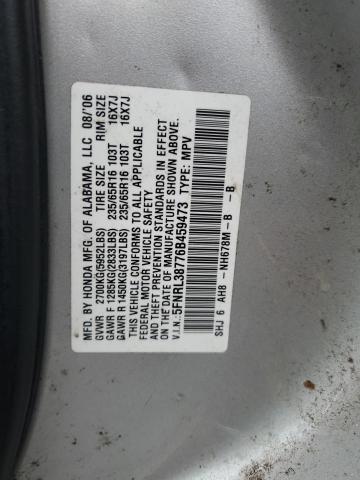 Photo 11 VIN: 5FNRL38776B459473 - HONDA ODYSSEY EX 