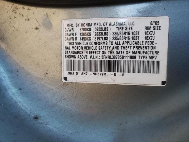 Photo 9 VIN: 5FNRL38785B111809 - HONDA ODYSSEY EX 