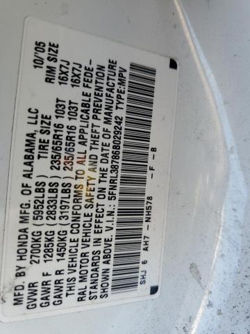 Photo 12 VIN: 5FNRL38786B029242 - HONDA ODYSSEY EX 