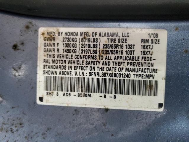 Photo 13 VIN: 5FNRL387X8B031240 - HONDA ODYSSEY EX 