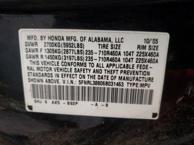 Photo 9 VIN: 5FNRL38806B031463 - HONDA ODYSSEY TO 