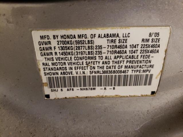 Photo 12 VIN: 5FNRL38836B008467 - HONDA ODYSSEY 