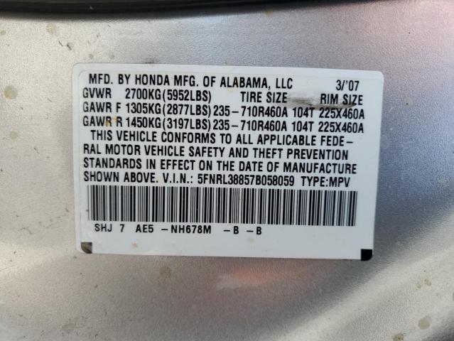 Photo 12 VIN: 5FNRL38857B058059 - HONDA ODYSSEY TO 