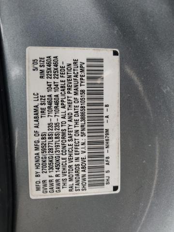 Photo 12 VIN: 5FNRL38865B105158 - HONDA ODYSSEY TO 