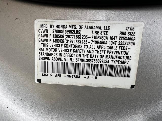 Photo 9 VIN: 5FNRL38875B097524 - HONDA ODYSSEY TO 