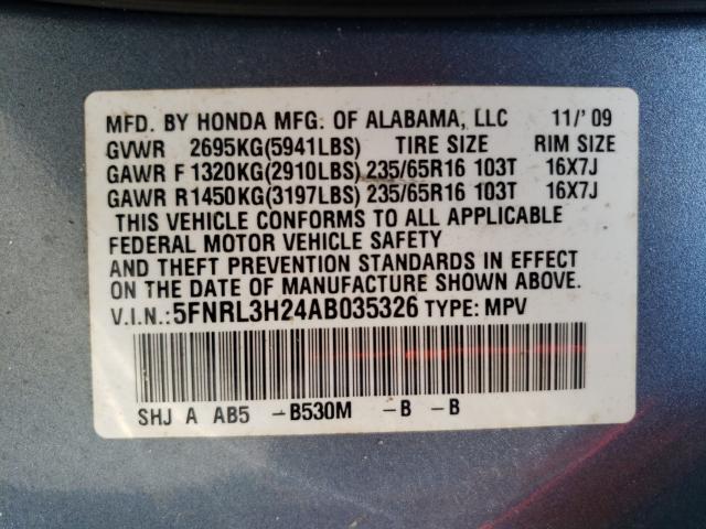 Photo 9 VIN: 5FNRL3H24AB035326 - HONDA ODYSSEY LX 