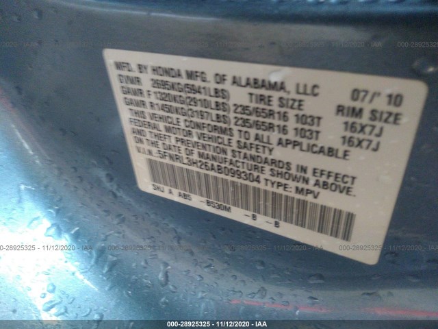 Photo 8 VIN: 5FNRL3H26AB099304 - HONDA ODYSSEY 