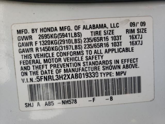 Photo 9 VIN: 5FNRL3H2XAB019339 - HONDA ODYSSEY LX 