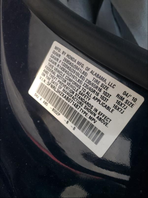 Photo 9 VIN: 5FNRL3H2XAB071487 - HONDA ODYSSEY LX 