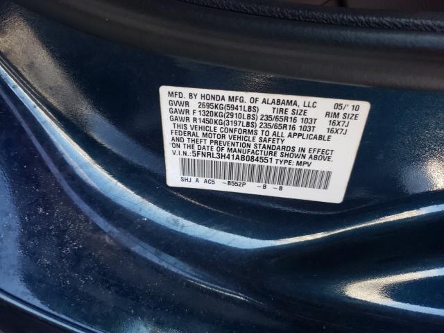 Photo 9 VIN: 5FNRL3H41AB084551 - HONDA ODYSSEY EX 