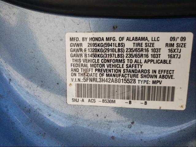 Photo 9 VIN: 5FNRL3H42AB015528 - HONDA ODYSSEY EX 