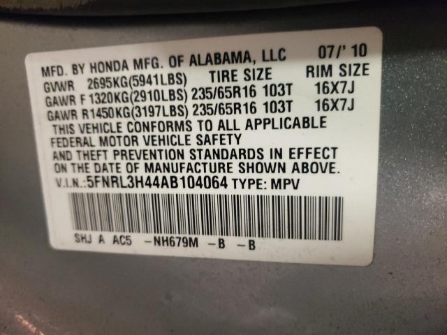 Photo 9 VIN: 5FNRL3H44AB104064 - HONDA ODYSSEY EX 